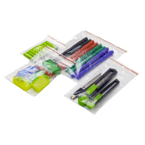 Buste trasparenti chiusura grip in LDPE 50 μm Q-Connect idonee al contatto alimentare - conf. 1000 pz - 4x6 cm